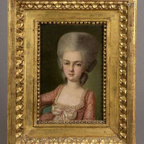 Ecole FRANCAISE, vers 1780 Portrait de jeune femme Huile sur...