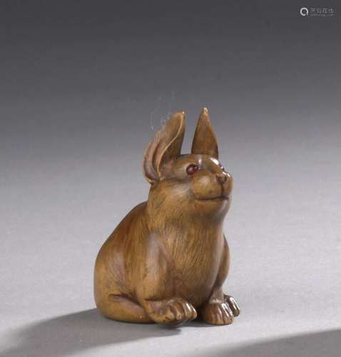 JAPON, Période MEIJI (1868-1912) Netsuke en bois représentan...