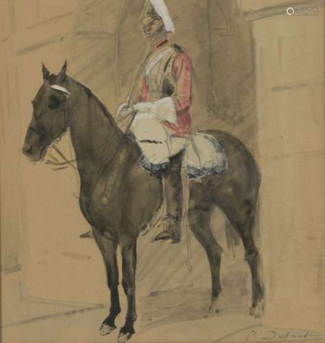 Pierre Olivier DUBAUT (1886 -1968) Horses-guards Deux aquare...