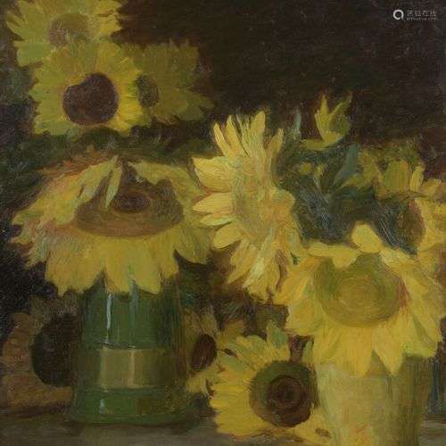 Charles Marie DULAC (1865-1898) Bouquets de tournesols Huile...