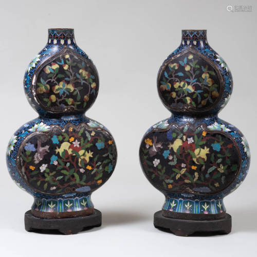 Pair of Chinese Cloisonnè Double Gourd Vases