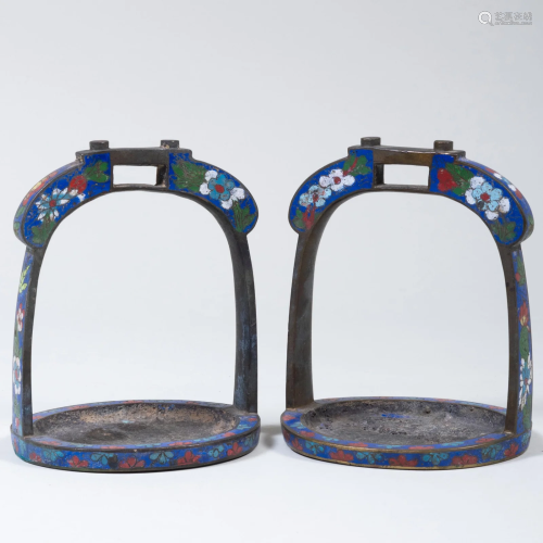 Pair of Chinese Cloisonné Stirrups