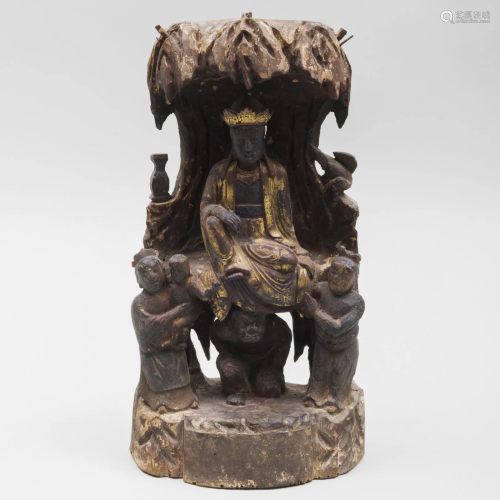 Chinese Gilt and Polychromed Figure of Guanyin with