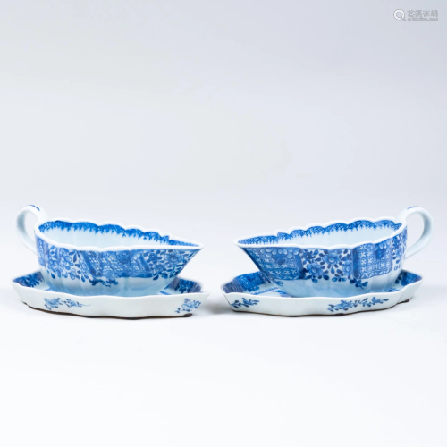 Pair of Chinese Export Blue and White Porcelain Sauce