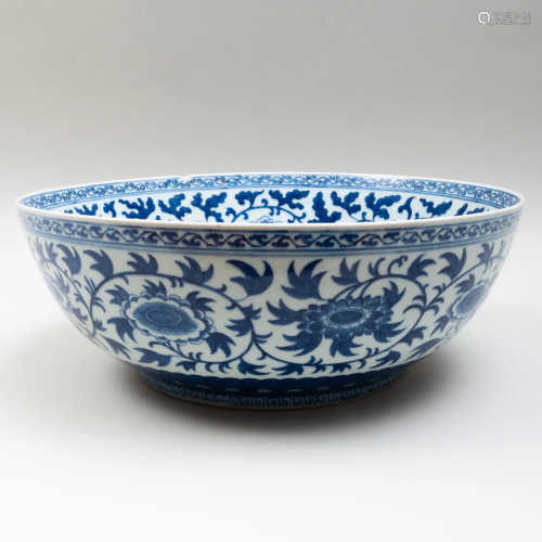 Large Chinese Blue and White Porcelain Bowl