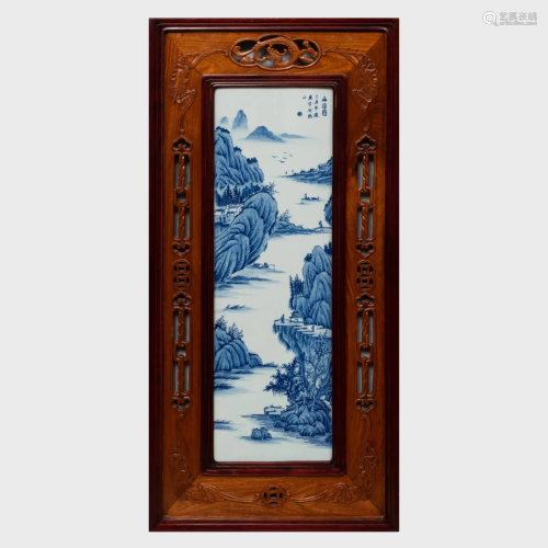 Set of Three Chinese Blue and White Porcelain Plaques