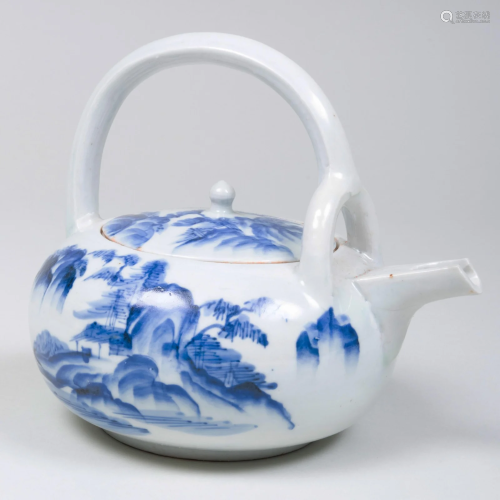 Japanese Imari Type Blue and White Porcelain Teapot and