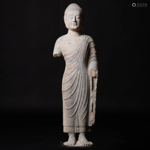 Fine and Large Chinese Limestone Figure of Buddha