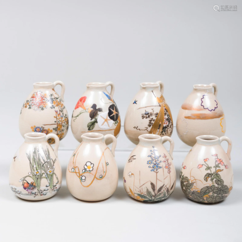 Set of Eight Japanese Glazed and Enameled Porcelain