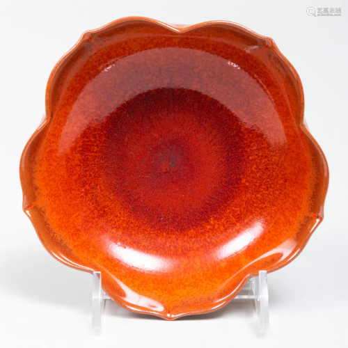 Set of Ten Japanese Red Glazed Porcelain Lotus Form