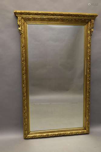 Grote vergulde Franse Napoleon III spiegel met accanthusrank...