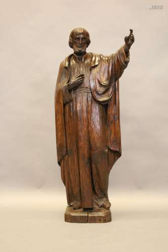 Handgesculpteerde houten Heilige Jozef (staf weg en vingers ...