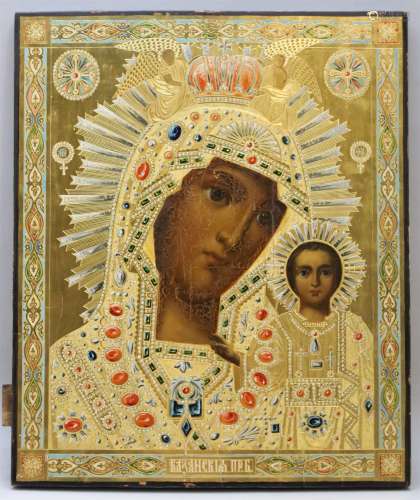 Grote orthodoxe Russische ikoon van moeder met kind - mooi v...