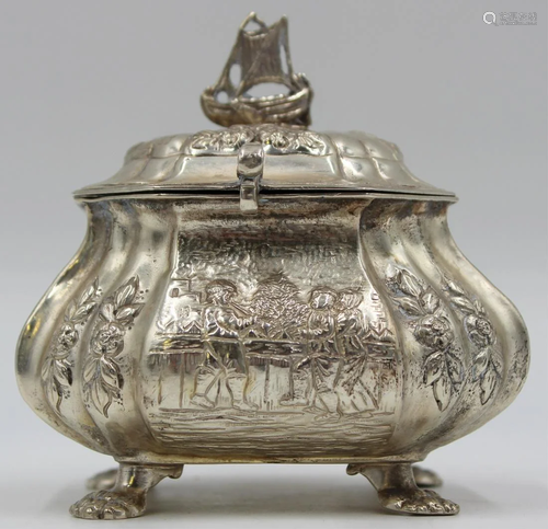 SILVER. German Hanau Loth .812 Silver Repousse Box