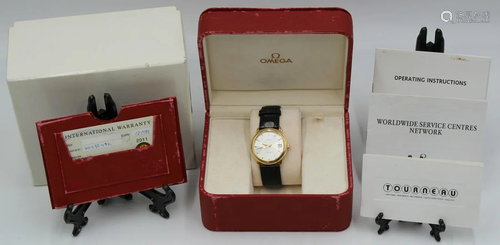 JEWELRY. Omega De Ville Prestige 18kt Gold Watch.