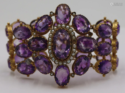 JEWELRY. Victorian 14kt Gold, Amethyst and Pearl