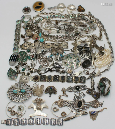 JEWELRY. Large Grouping of Sterling, Silver,