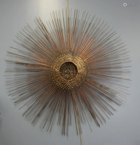 Midcentury Curtis Jere Gilt Metal Sunburst .