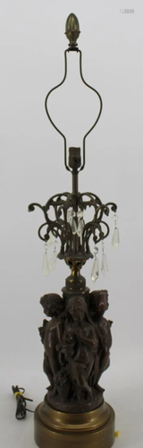 After Moreau Bronze Figural Lamp.