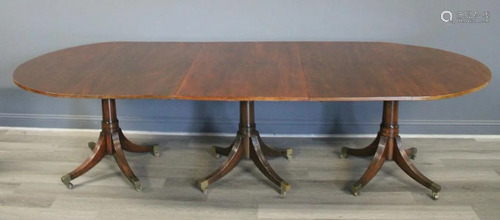 19th Century Mahogany Triple Pedestal Dining Table