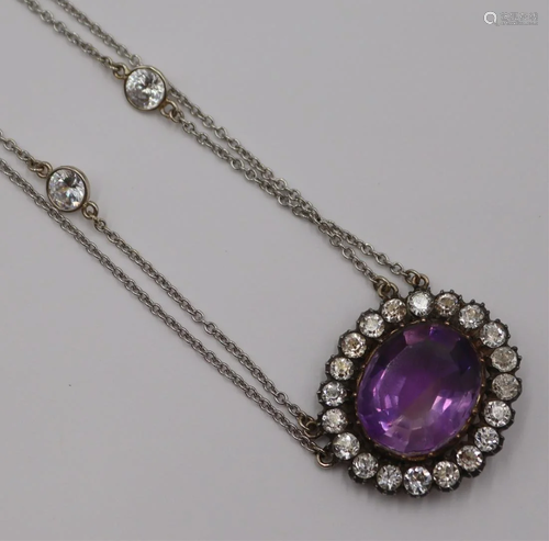 JEWELRY. Antique 10kt Gold, Amethyst and Paste