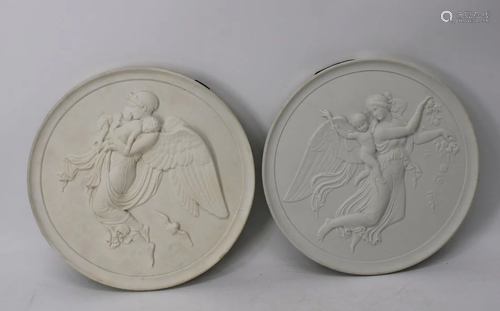 2 Large Royal Copenhagen Parian plaques .