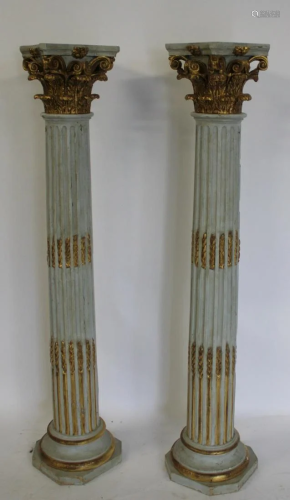 Pair Of Antique Venetian Wood Corinthian