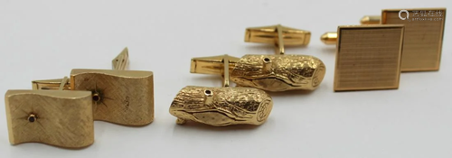 JEWELRY. (3) Pair of 14kt Gold Cufflinks.