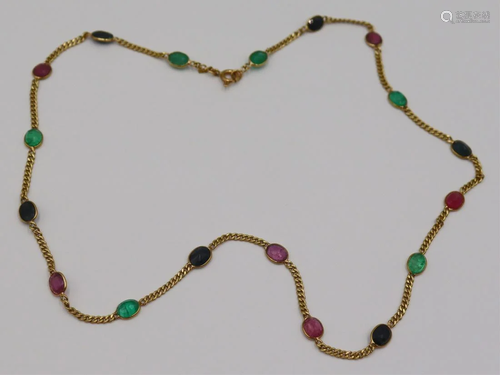 JEWELRY. 18kt Gold and Colored Gem Necklace.