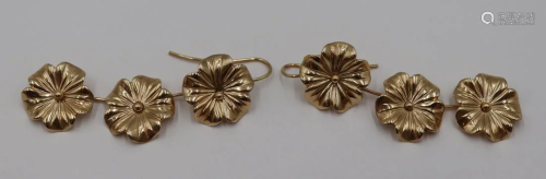 JEWELRY. Pair of 14kt Gold Floral Earrings.
