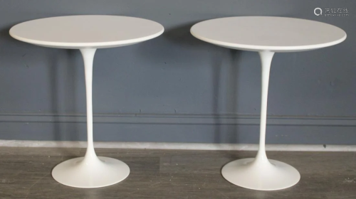Pair Of Signed Knoll Saarinen Side Tables.