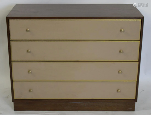 Leather Front Chest Of Drawers In The Style Of