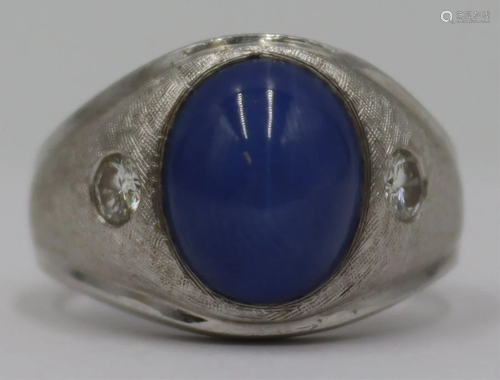 JEWELRY. 14kt Gold Star Sapphire and Diamond Ring.