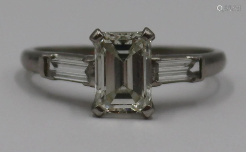 JEWELRY. GIA 1.42ct Emerald Cut Diamond Ring.