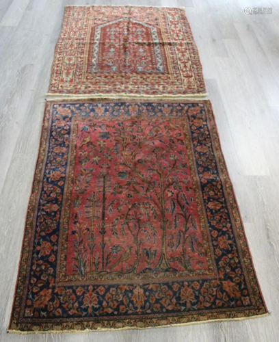 2 Antique And Finely Hand Woven Area Carpets.