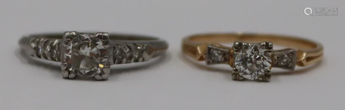 JEWELRY. (2) Platinum and 14kt Gold Diamond Rings.