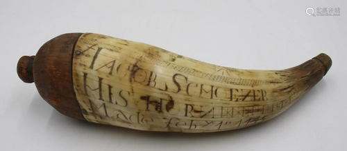 1745 Powder Horn With View Of Philadelphia