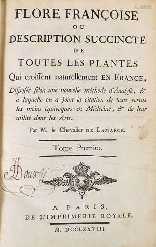 LAMARCK (J. B. de). FLORE FRANÇAISE OU DESCRIPTION SUCCINCTE...