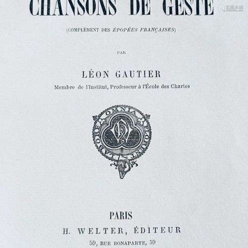 GAUTIER (Léon) Bibliographie des Chansons de Geste. Paris, W...