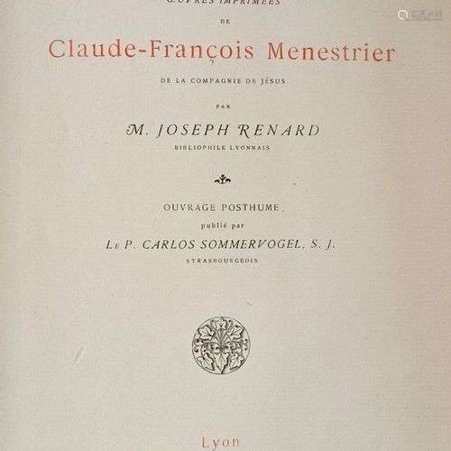 RENARD (Joseph) Catalogue des oeuvres imprimées de Claude-Fr...