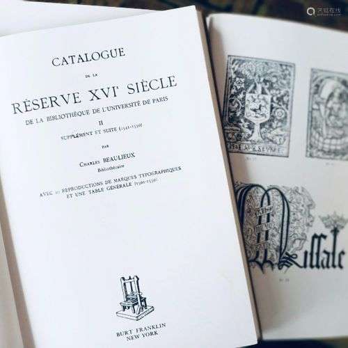 BEAULIEUX (Charles) Catalogue de la Réserve XVIème. siècle d...