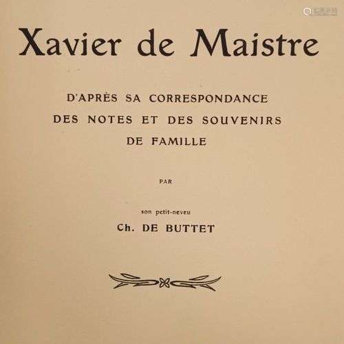 BUTTET (Charles de). Aperçu de la vie de Xavier de Maistre d...