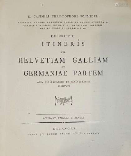 SAVOIE - CHABLAIS. SCHMIDEL (Kasimir Christoph). Descriptio ...