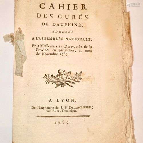 DAUPHINE - REVOLUTION. Cahier des Curés de DAUPHINE, adressé...