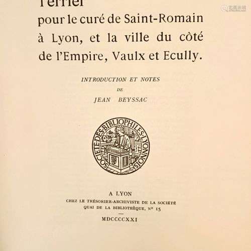 BEYSSAC (Jean) Terrier pour le Curé de Saint-Romain à Lyon, ...