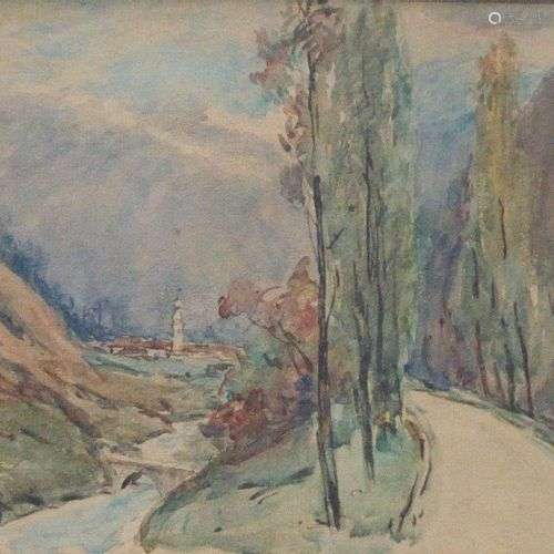 DREVET (Joannès). Bozel. 1928. Aquarelle 30 x 25 cm à vue, e...