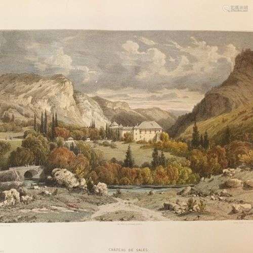 HAUTE SAVOIE. Château de SalesLithographie, 53x36 cm, sous m...