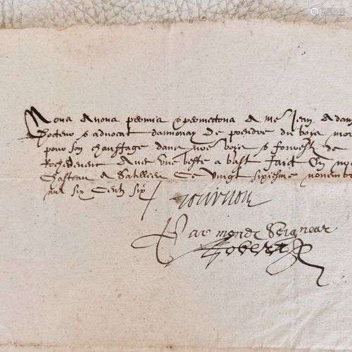 VIVARAIS -Permission du Comte de TOURNON, de prendre du bois...