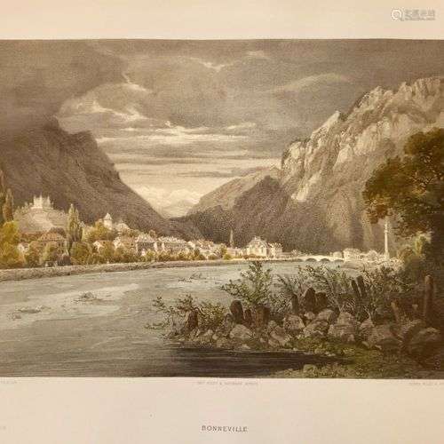 SAVOIE - BONNEVILLE. Rare lithographie coloriée, signée Terr...