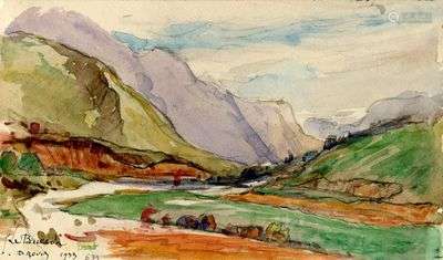 DREVET (Joannès). Le Buëch, 1933. Aquarelle, signée, titrée,...